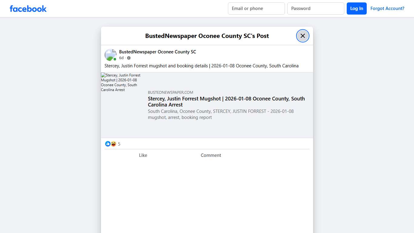 Stercey, Justin Forrest... - BustedNewspaper Oconee County SC | Facebook