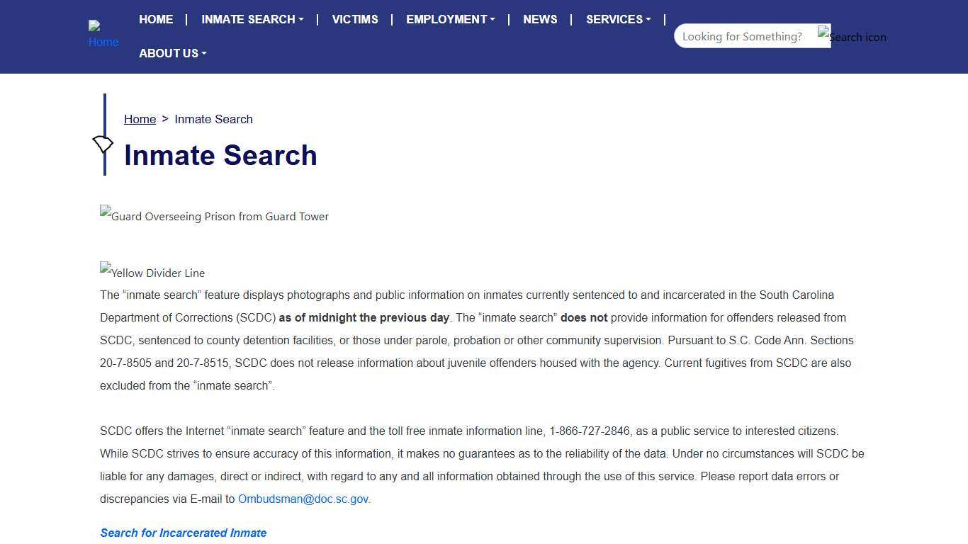 Inmate Search | South Carolina Department of Corrections